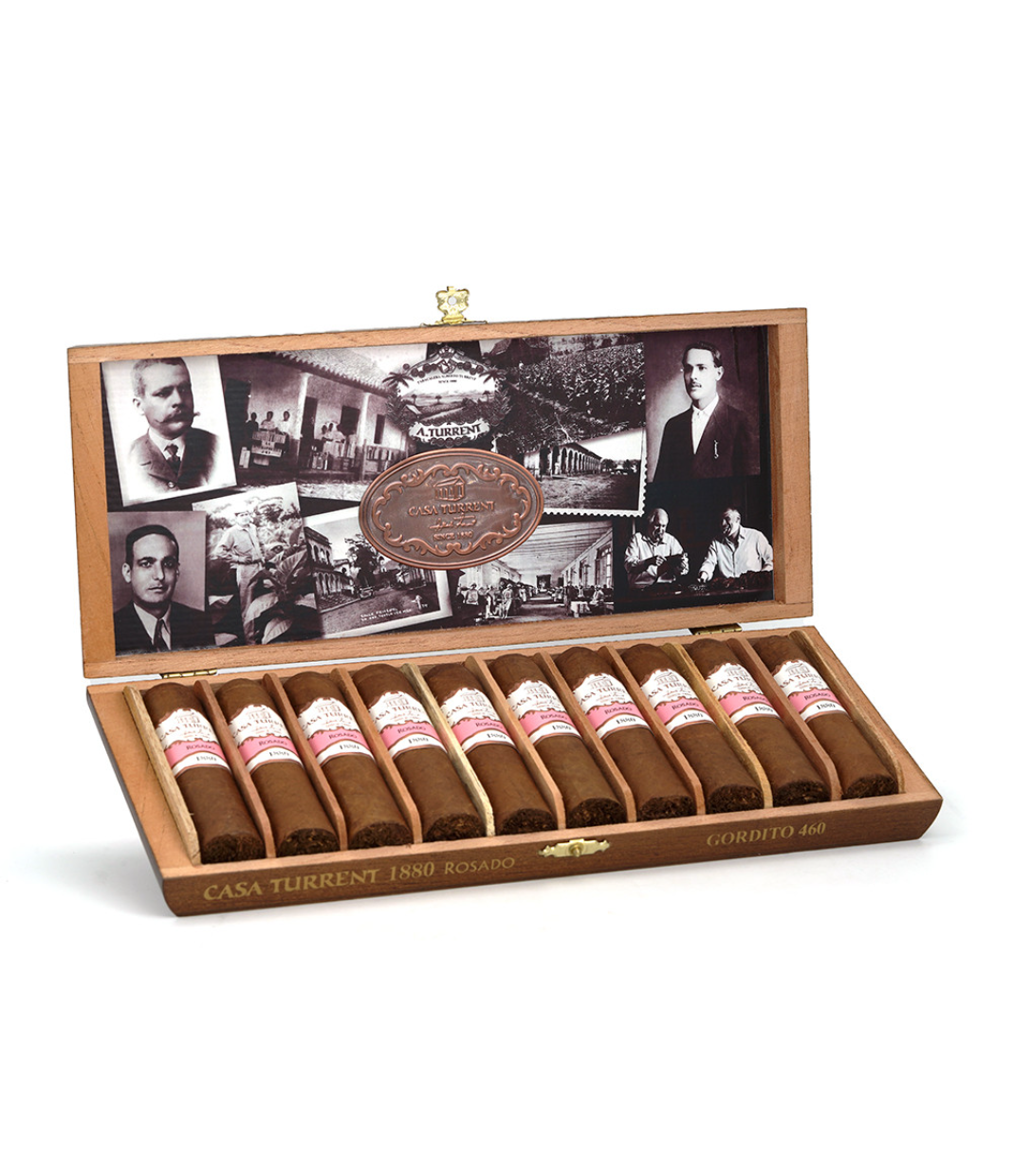 Casa Turrent 1880 Rosado Gordito 460 Cigar Box of 10 close-up from AuCigars, premium Cuban cigar