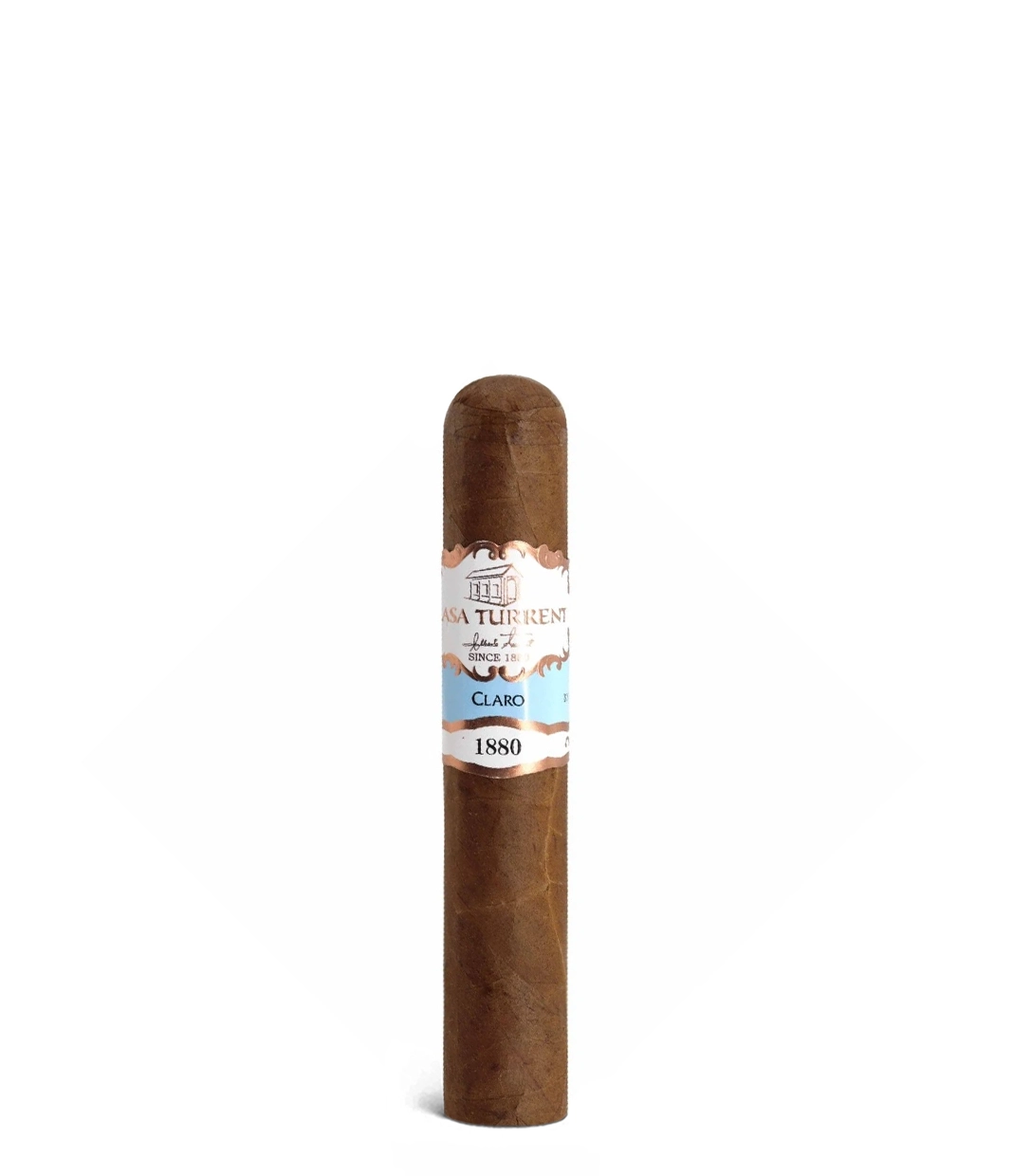 Casa Turrent 1880 Claro Short Robusto Cigar close-up from AuCigars, premium Cuban cigar