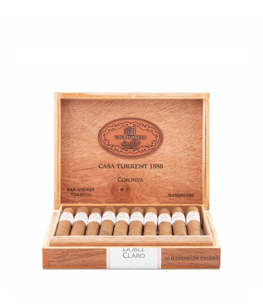 Casa Turrent 1880 Doble Claro Coronita Cigar Box View 2 from AuCigars, premium Cuban cigar