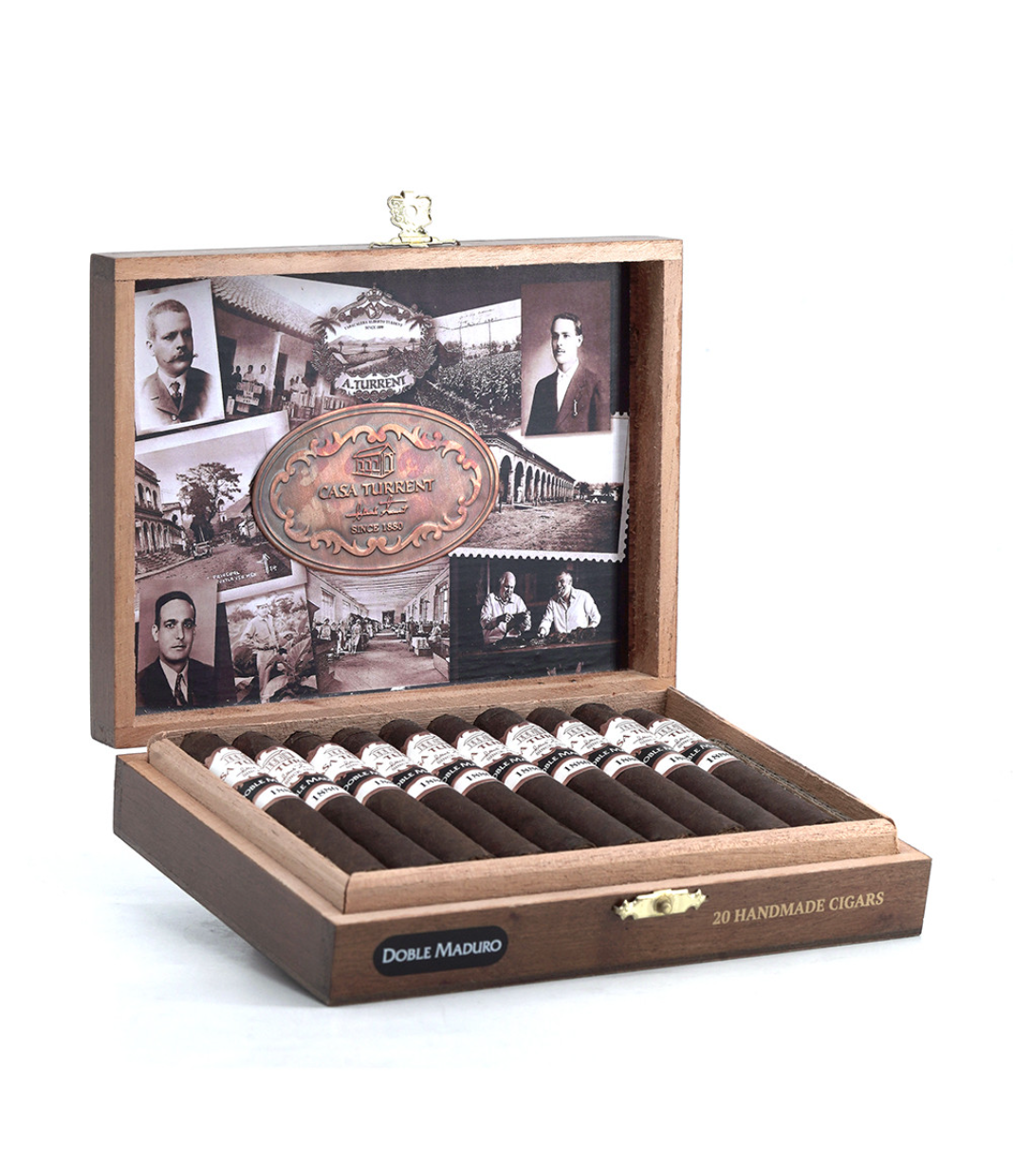 Casa Turrent 1880 Doble Maduro Coronita Cigar Box of 20 close-up from AuCigars, premium Cuban cigar