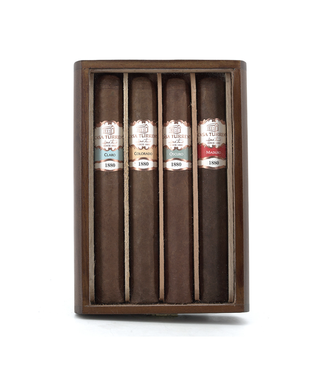 Casa Turrent 1880 Doble Robusto Gift Pack Cigar Box of 4 close-up from AuCigars, premium Cuban cigar