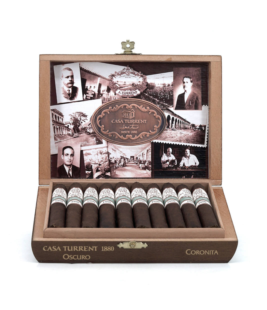 Casa Turrent 1880 Oscuro Coronita Cigar Box View 2 from AuCigars, premium Cuban cigar