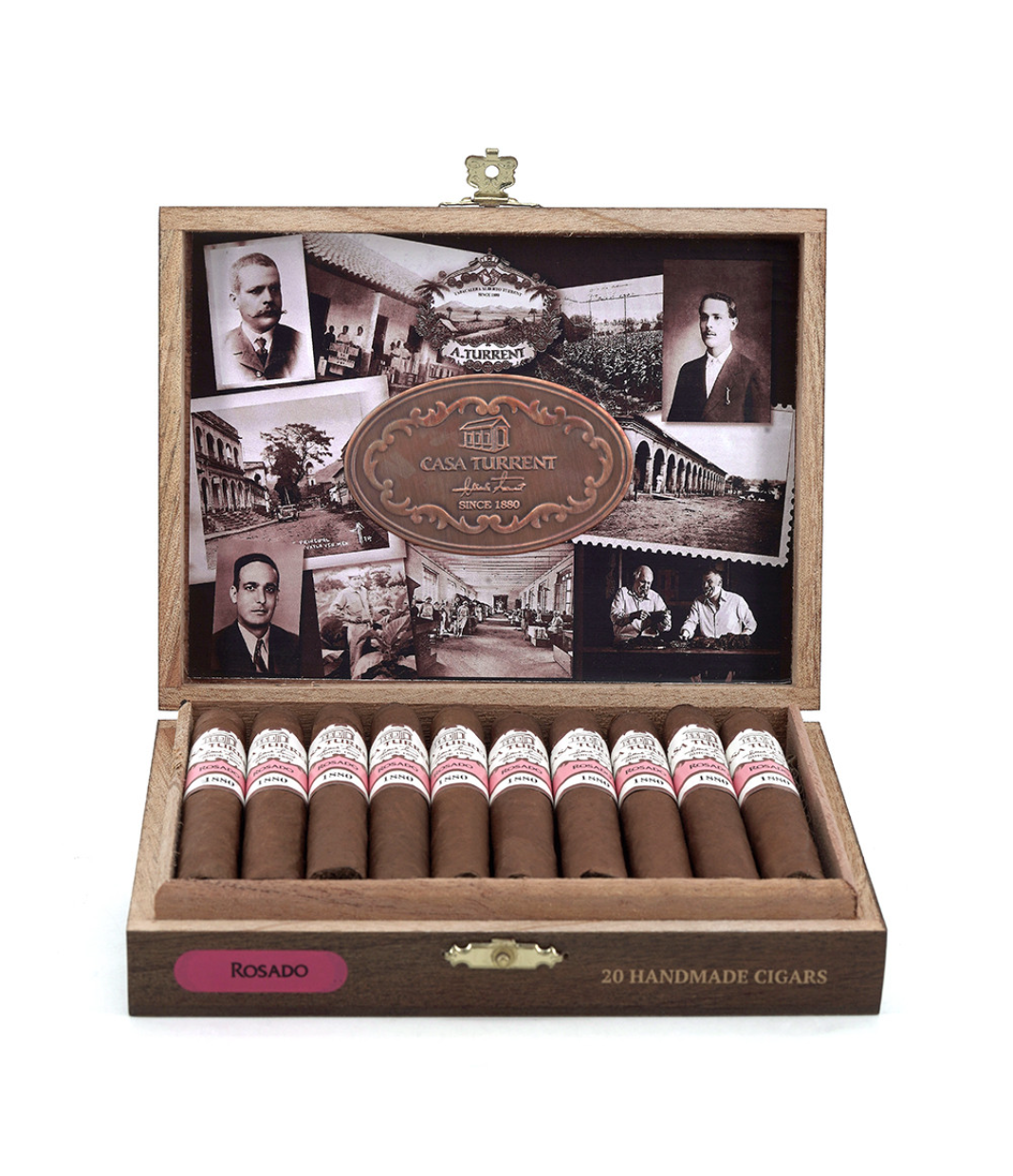 Casa Turrent 1880 Rosado Coronita Cigar Box View 2 from AuCigars, premium Cuban cigar