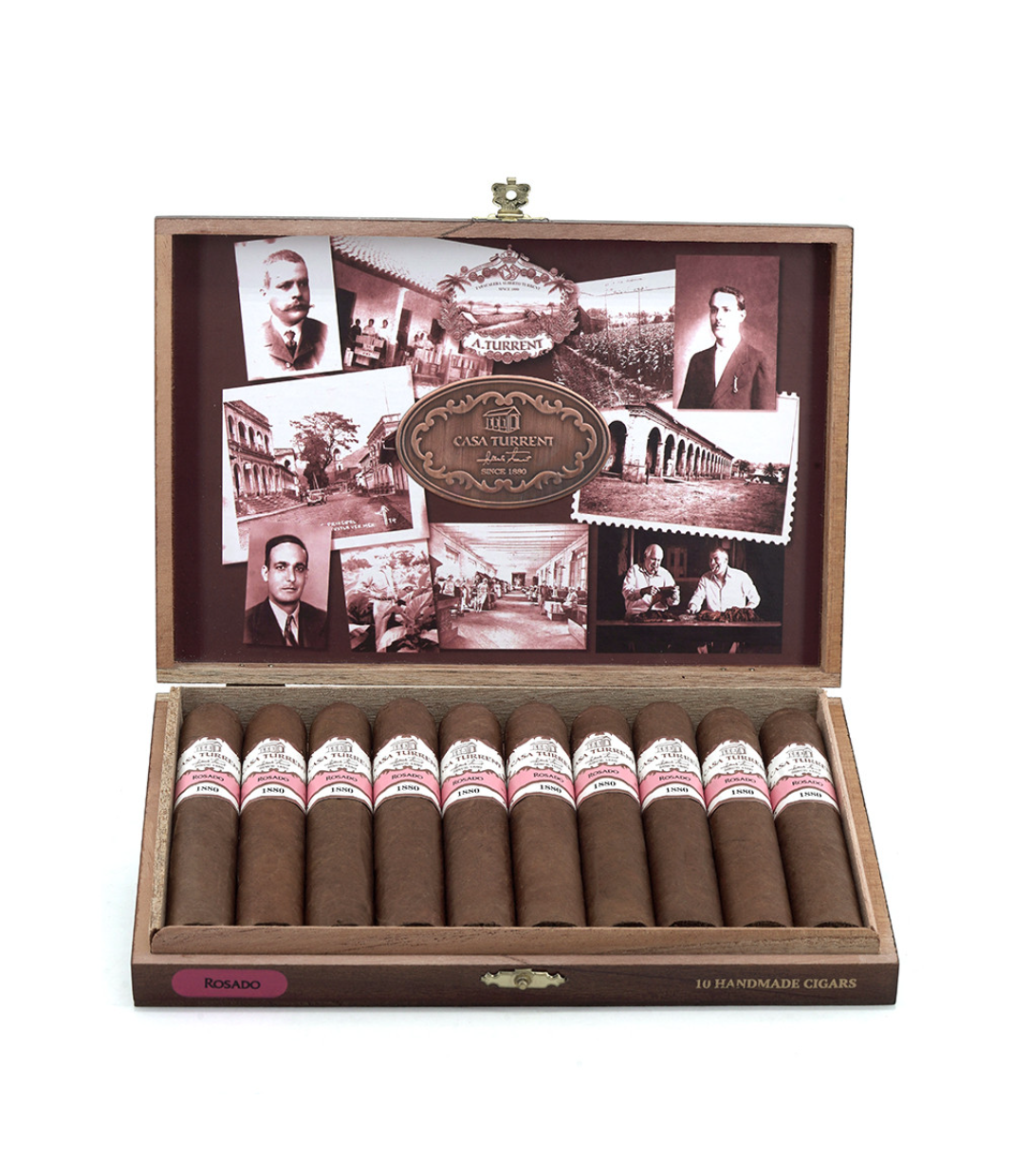 Casa Turrent 1880 Rosado Robusto Cigar Box View 2 from AuCigars, premium Cuban cigar