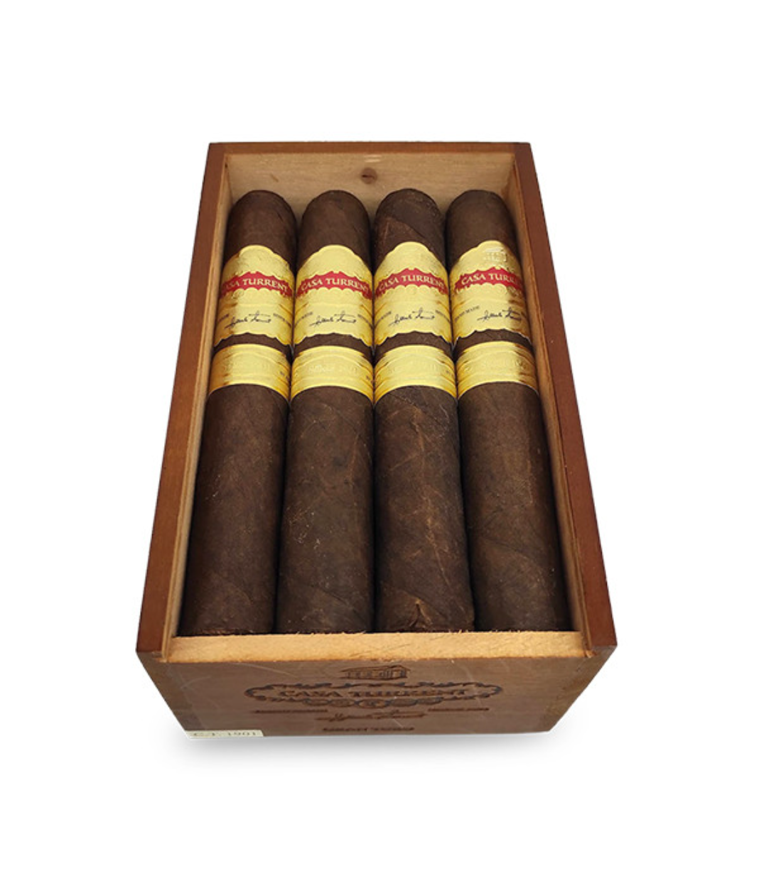 Casa Turrent 1901 Gran Toro Cigar Box of 12 close-up from AuCigars, premium Cuban cigar
