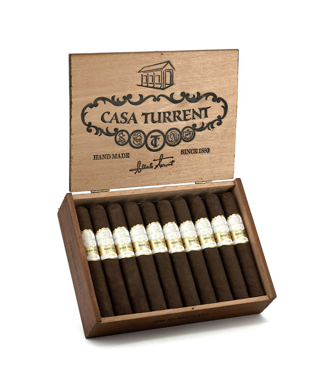 Casa Turrent 1901 Robusto Cigar Box of 20 close-up from AuCigars, premium Cuban cigar