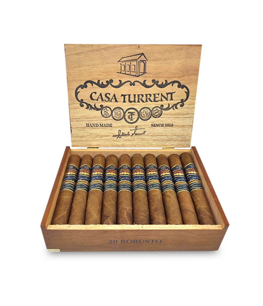 Casa Turrent 1973 Gran Robusto Cigar Box of 20 close-up from AuCigars, premium Cuban cigar