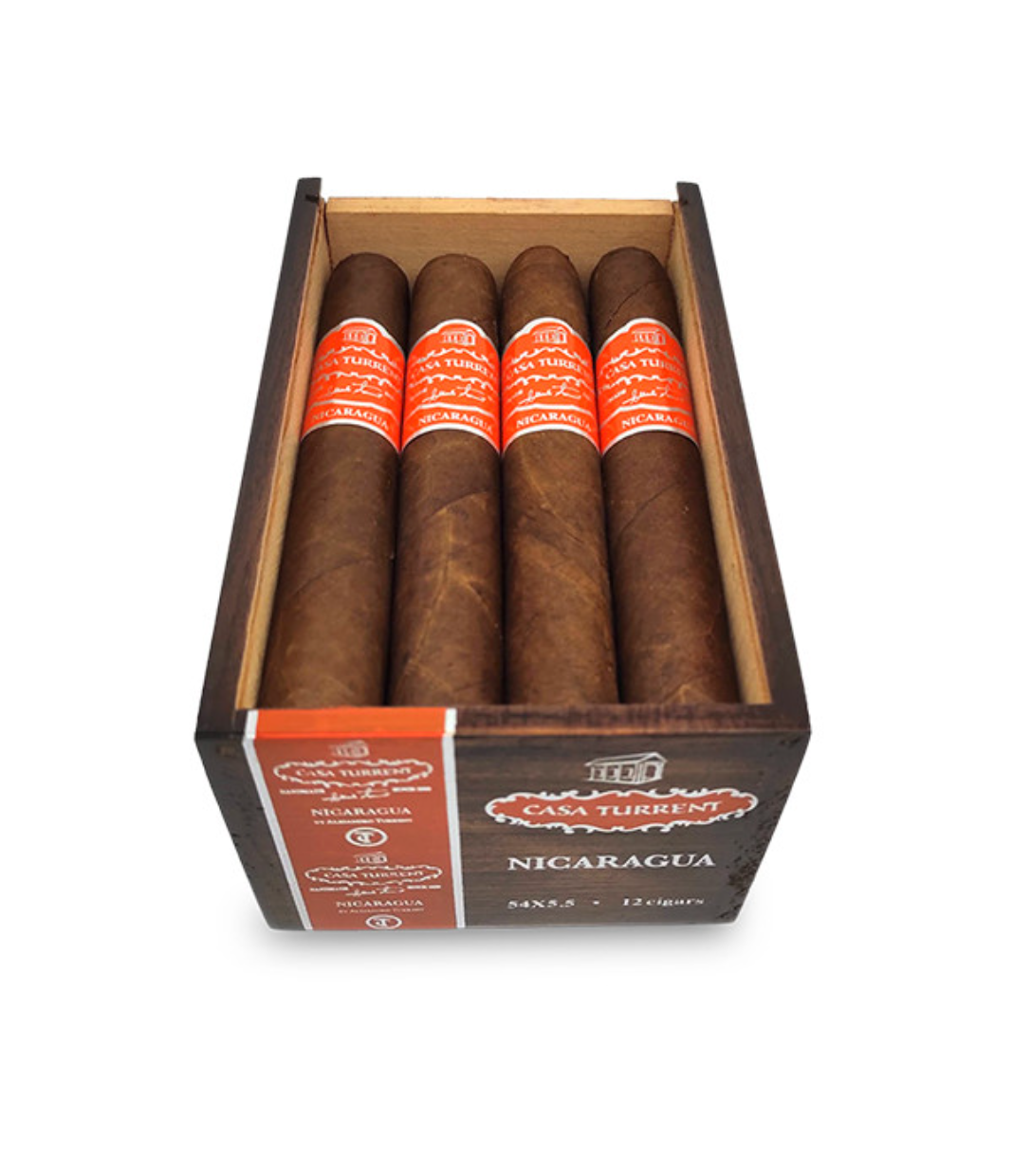 Casa Turrent Origins Nicaragua Cigar Box of 12 close-up from AuCigars, premium Cuban cigar