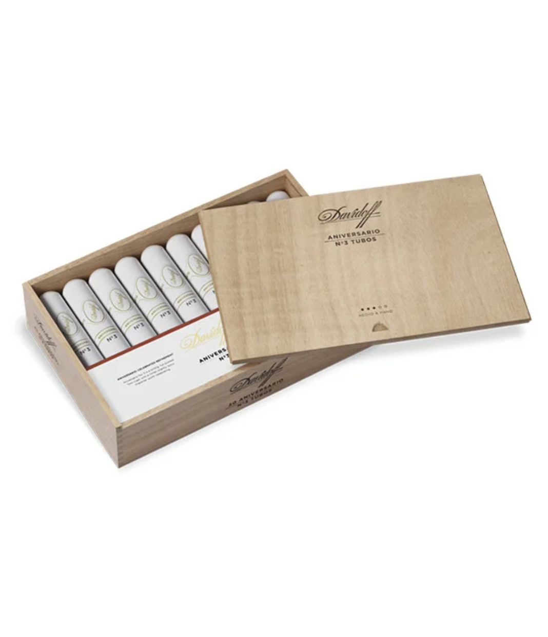 Davidoff Aniversario No.3 Tubo Cigar Box of 20 close-up from AuCigars, premium Cuban cigar