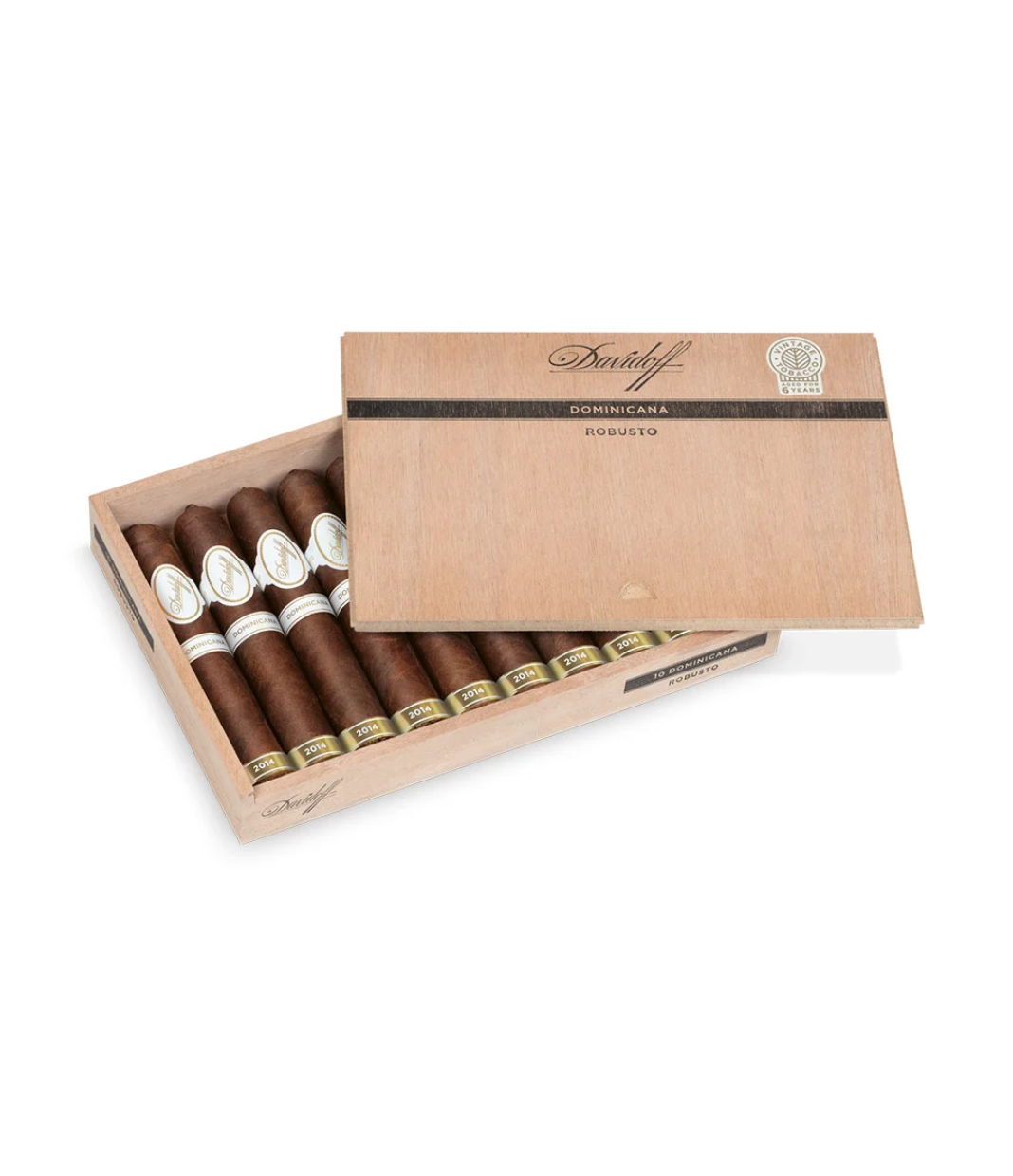 Davidoff Dominicana Robusto Cigar Box of 10 close-up from AuCigars, premium Cuban cigar