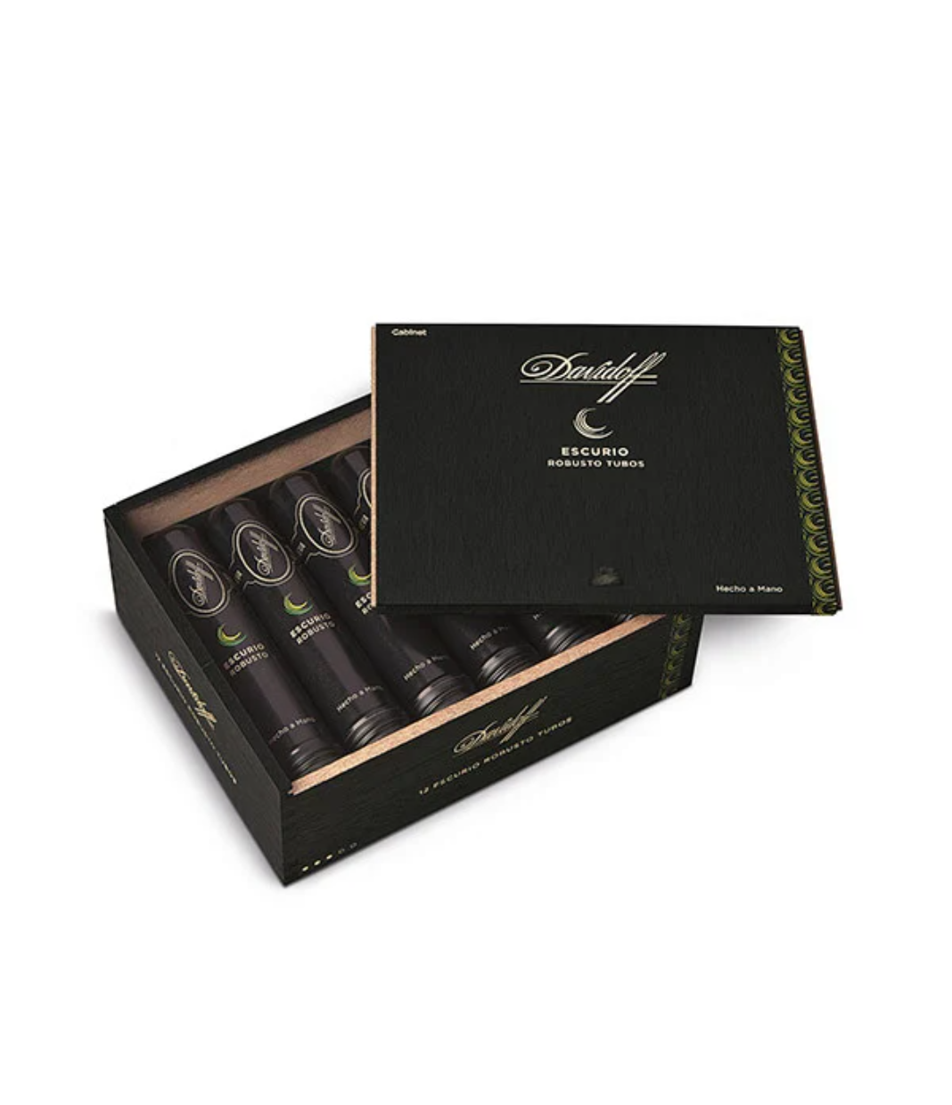 Davidoff Escurio Robusto Tubos Cigar Box of 12 close-up from AuCigars, premium Cuban cigar