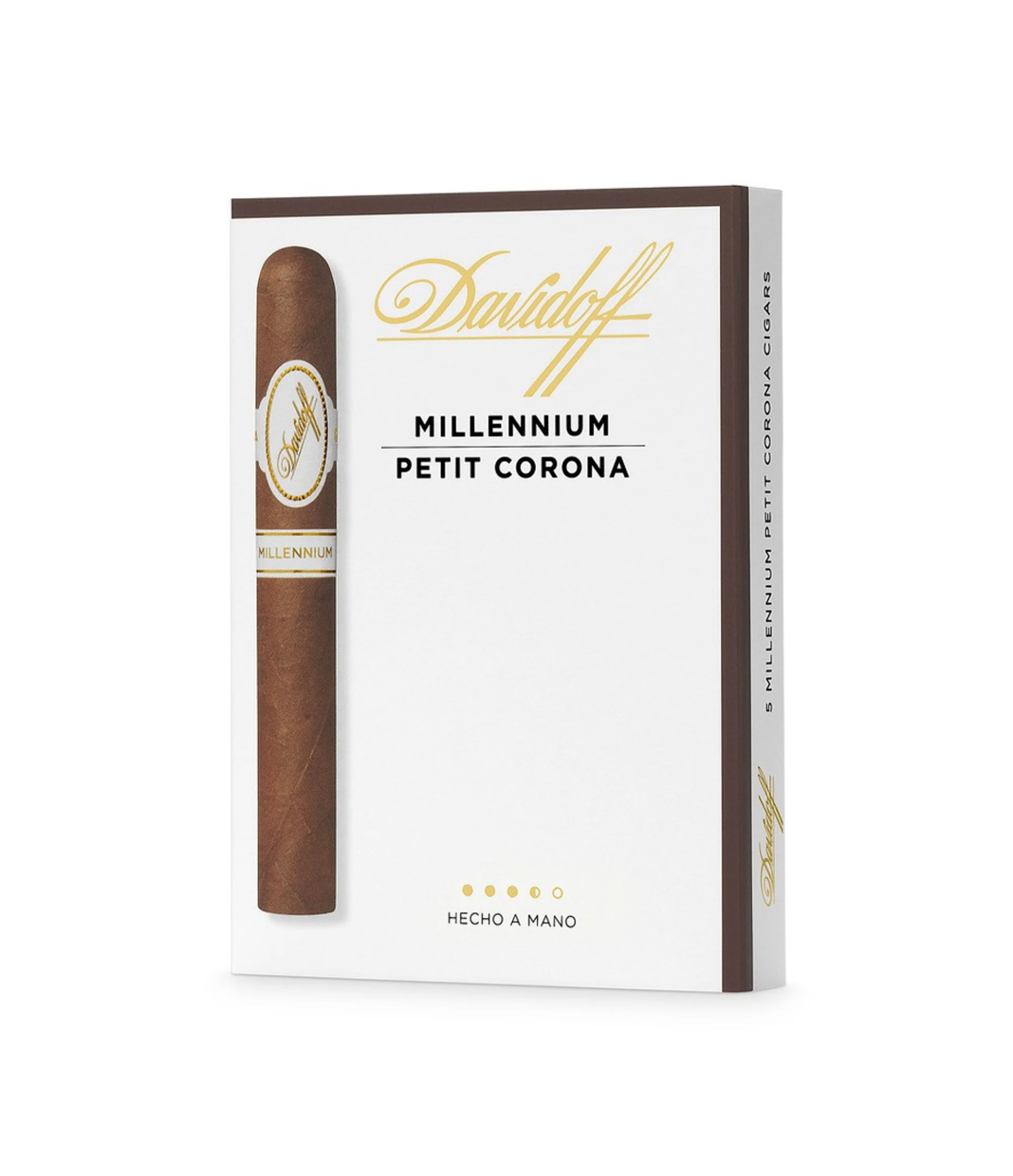 Davidoff Millennium Petit Corona Cigar Box of 5 close-up from AuCigars, premium Cuban cigar