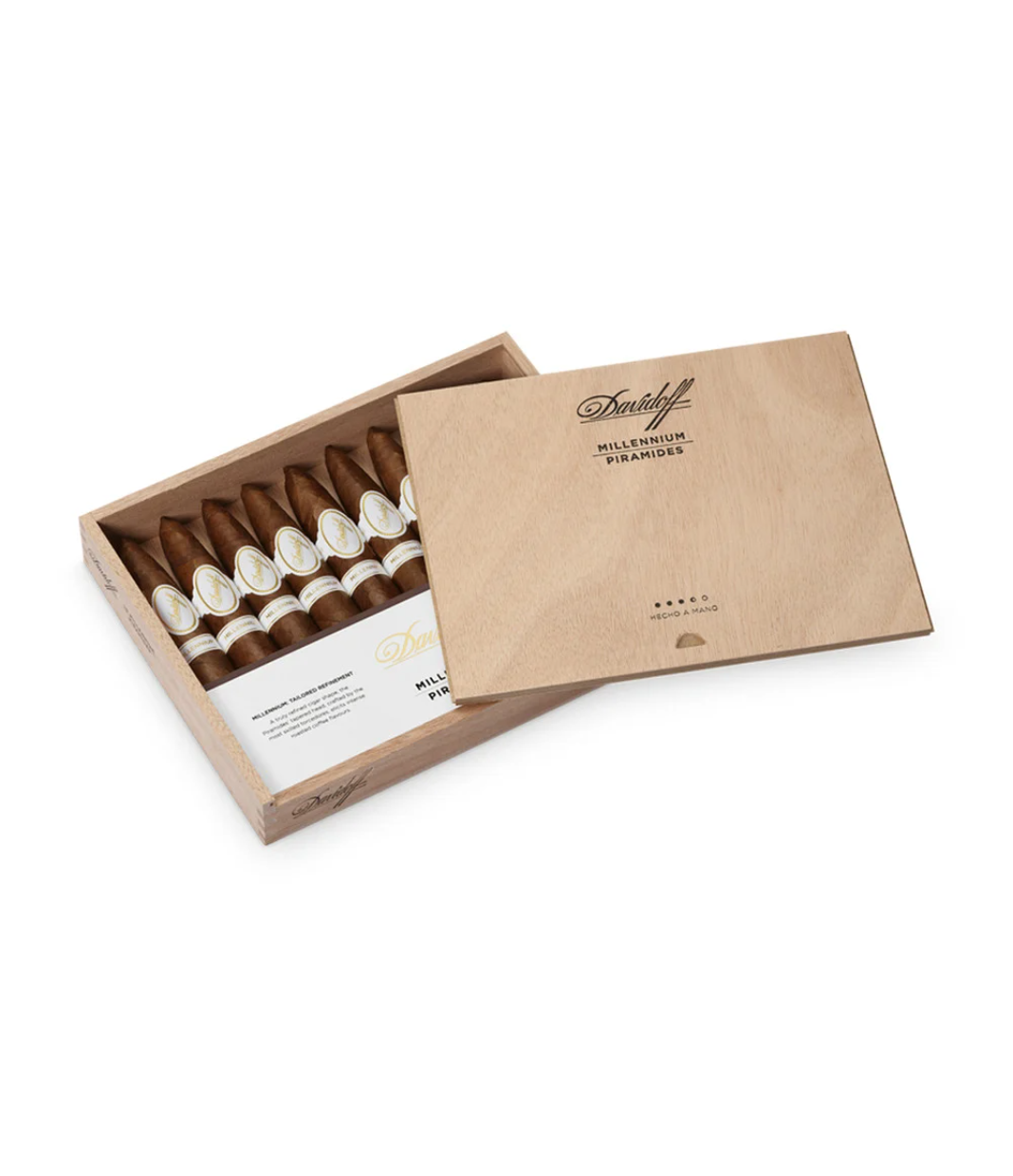 Davidoff Millennium Piramides Cigar Box of 10 close-up from AuCigars, premium Cuban cigar