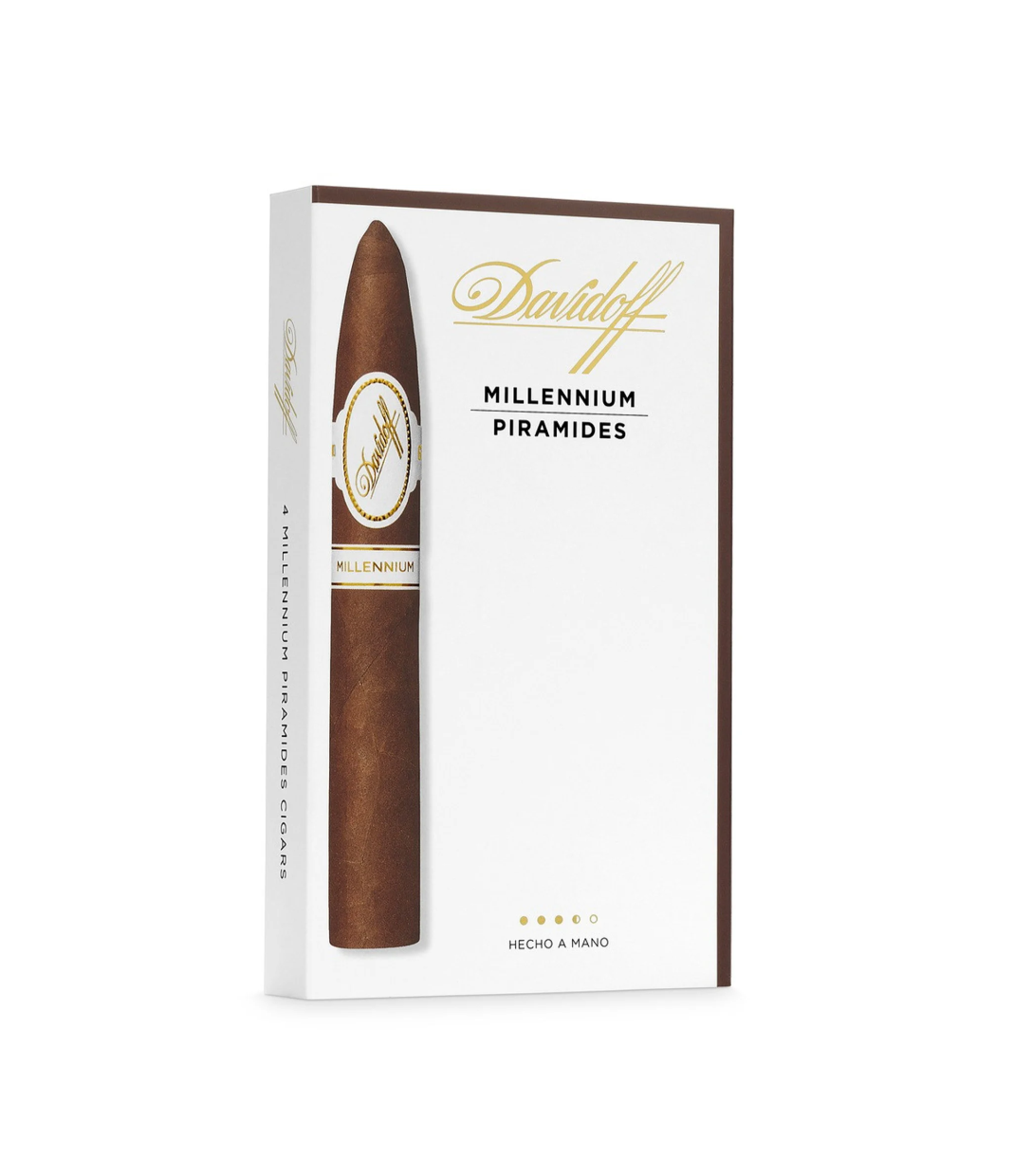 Davidoff Millennium Piramides Cigar Box of 4 close-up from AuCigars, premium Cuban cigar
