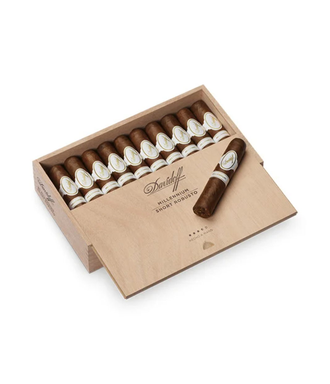 Davidoff Millennium Short Robusto Cigar Box of 20 close-up from AuCigars, premium Cuban cigar