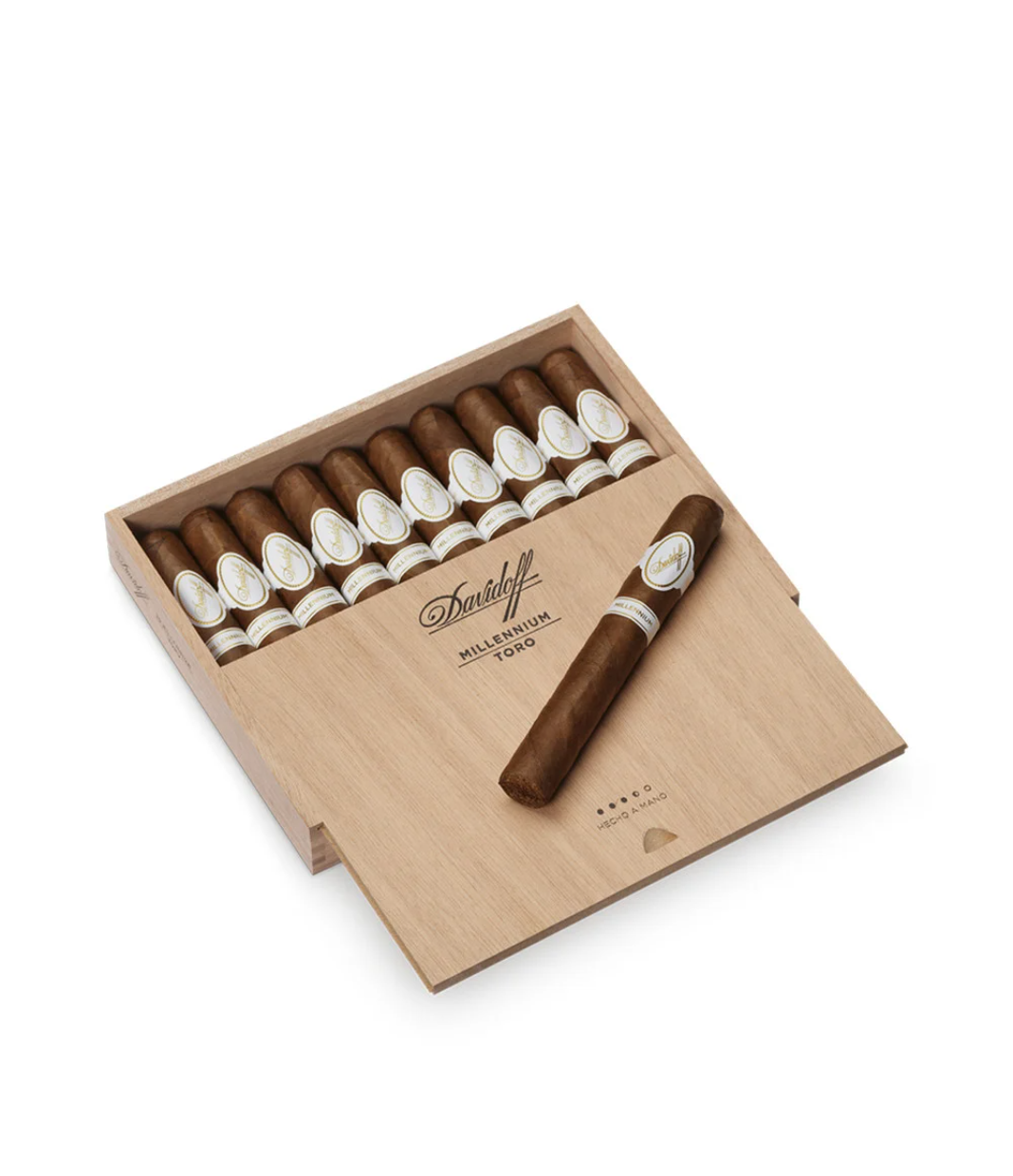 Davidoff Millennium Toro Cigar Box of 10 close-up from AuCigars, premium Cuban cigar