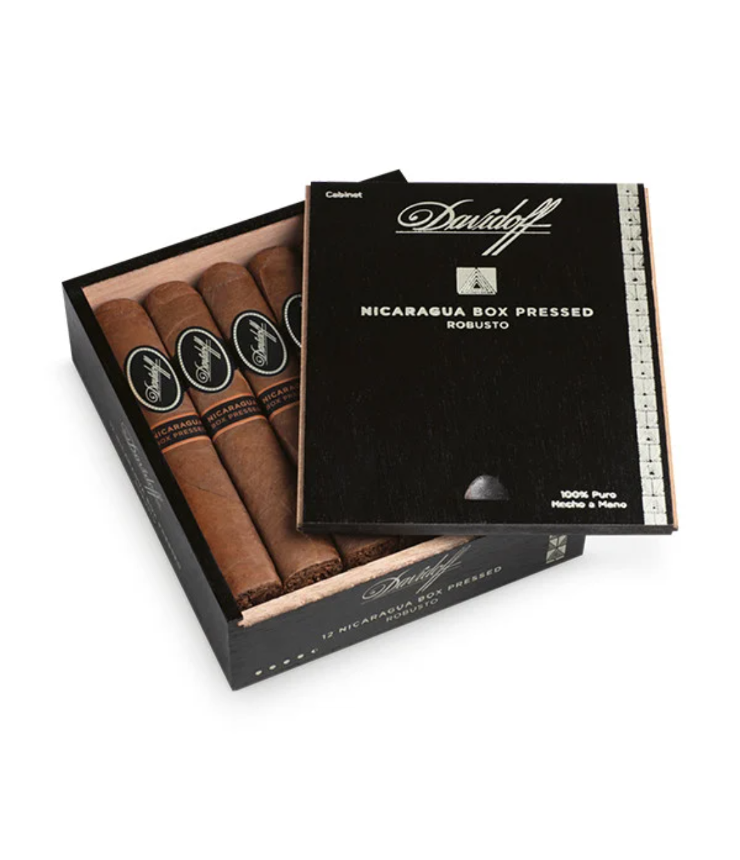 Davidoff Nicaragua Box Pressed Robusto Cigar Box of 12 close-up from AuCigars, premium Cuban cigar