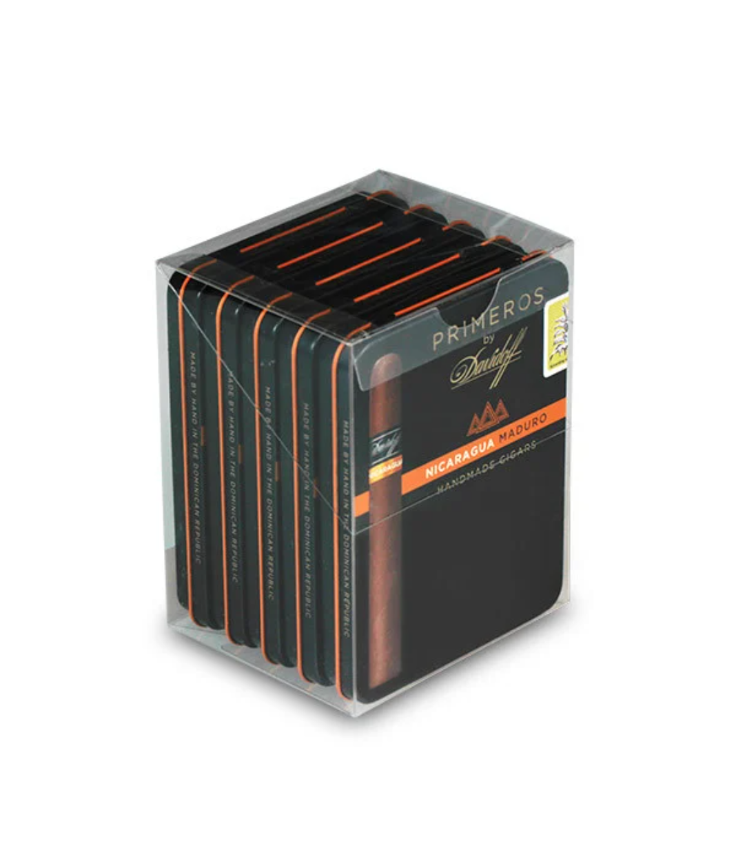 Davidoff Primeros Nicaragua Maduro Cigar Box of 5 X 6 close-up from AuCigars, premium Cuban cigar