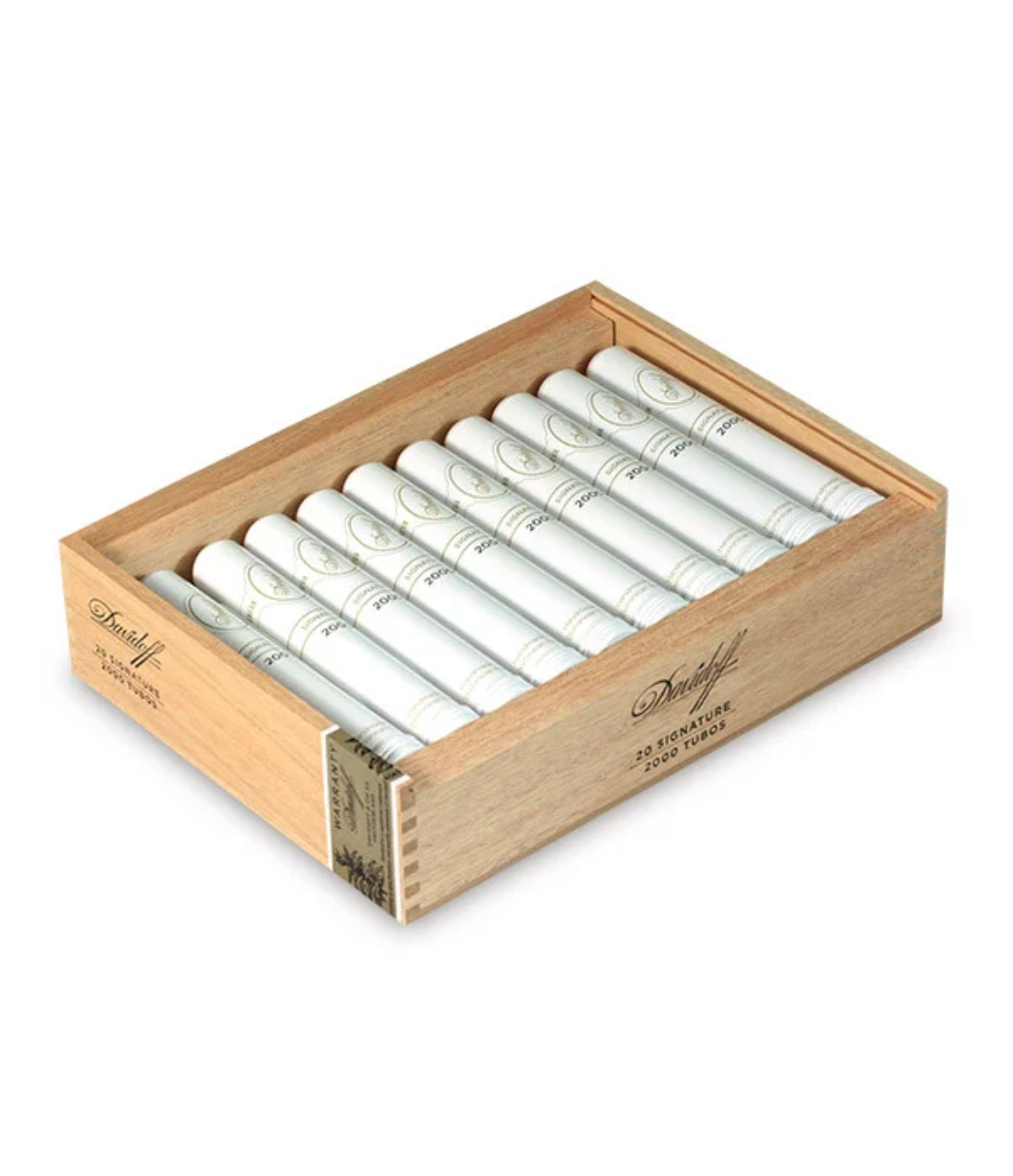 Davidoff Signature 2000 Tubos Cigar Box of 20 close-up from AuCigars, premium Cuban cigar