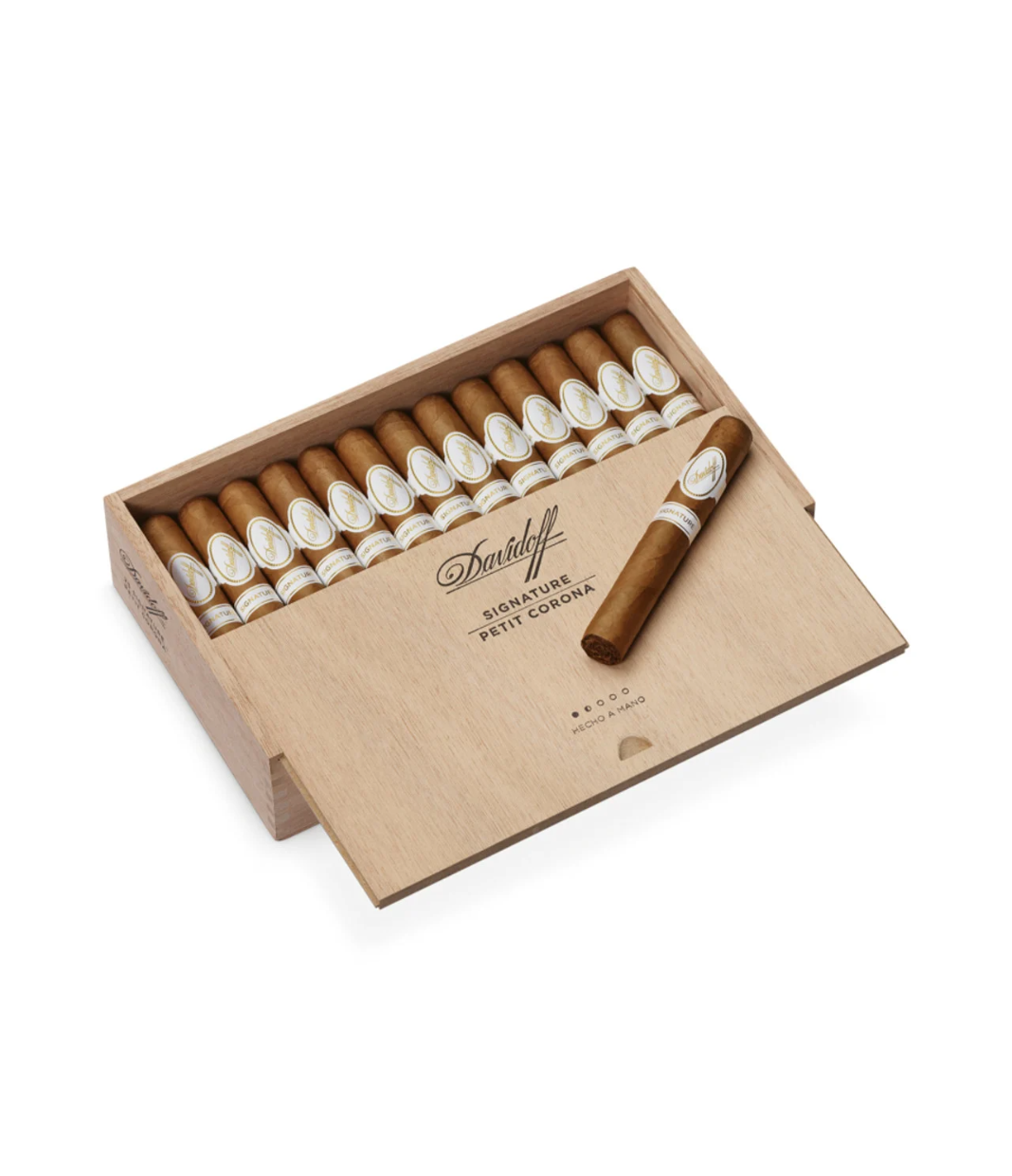 Davidoff Signature Petit Corona Cigar Box of 25 close-up from AuCigars, premium Cuban cigar
