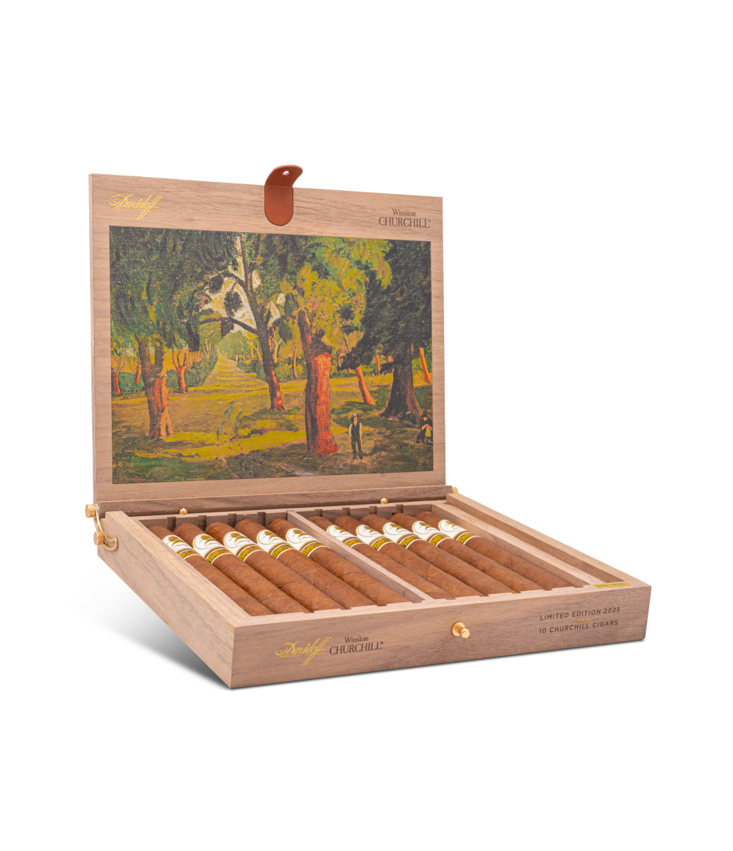 Davidoff Winston Churchill 2025Le Cigar Box of 10 close-up from AuCigars, premium Cuban cigar