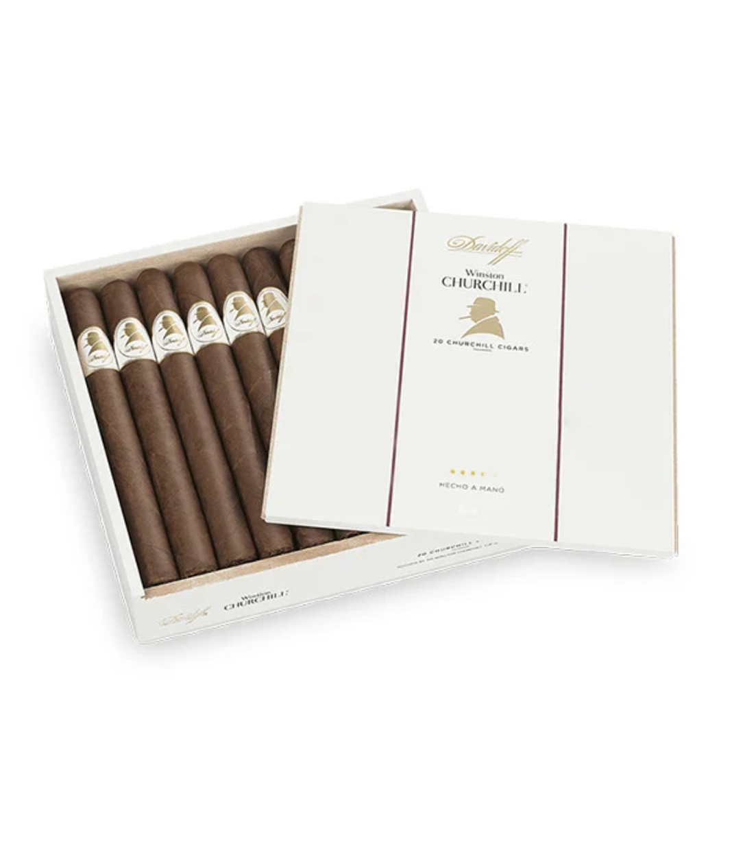 Davidoff Winston Churchill Churchill Cigar Box of 20 close-up from AuCigars, premium Cuban cigar