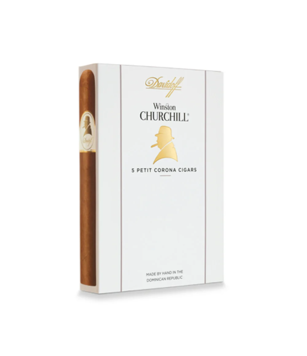 Davidoff Winston Churchill Petit Corona Cigar Box of 5 close-up from AuCigars, premium Cuban cigar