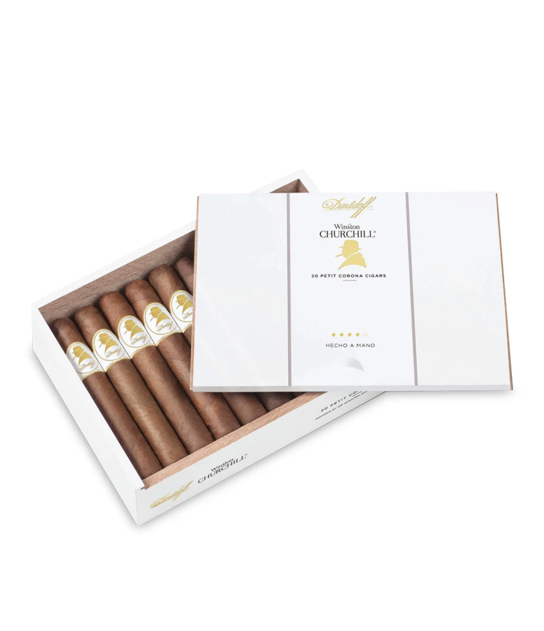 Davidoff Winston Churchill Petit Corona Cigar Box of 20 close-up from AuCigars, premium Cuban cigar