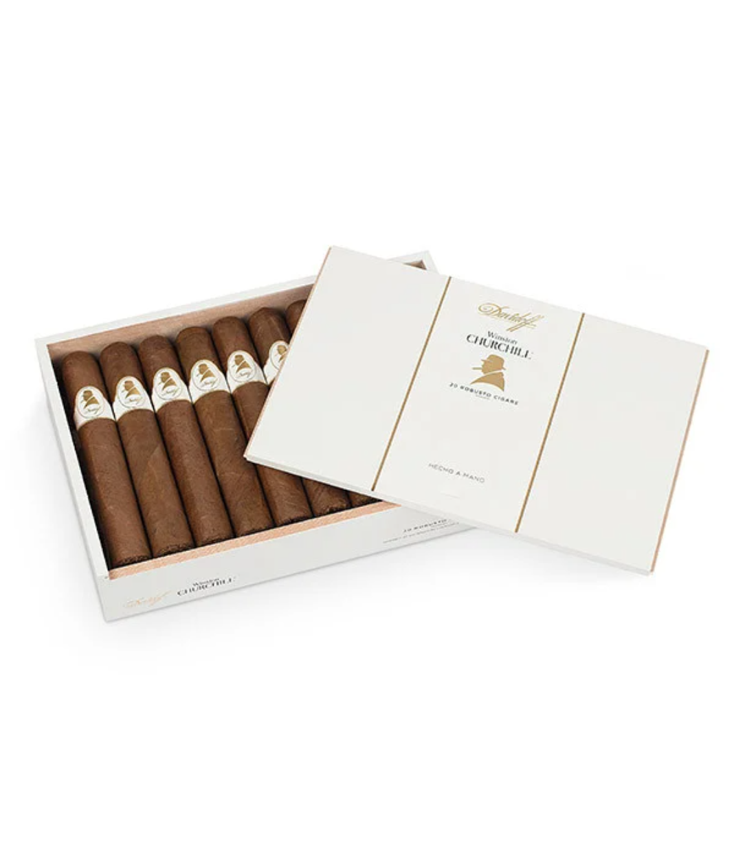 Davidoff Winston Churchill Robusto Cigar Box of 20 close-up from AuCigars, premium Cuban cigar