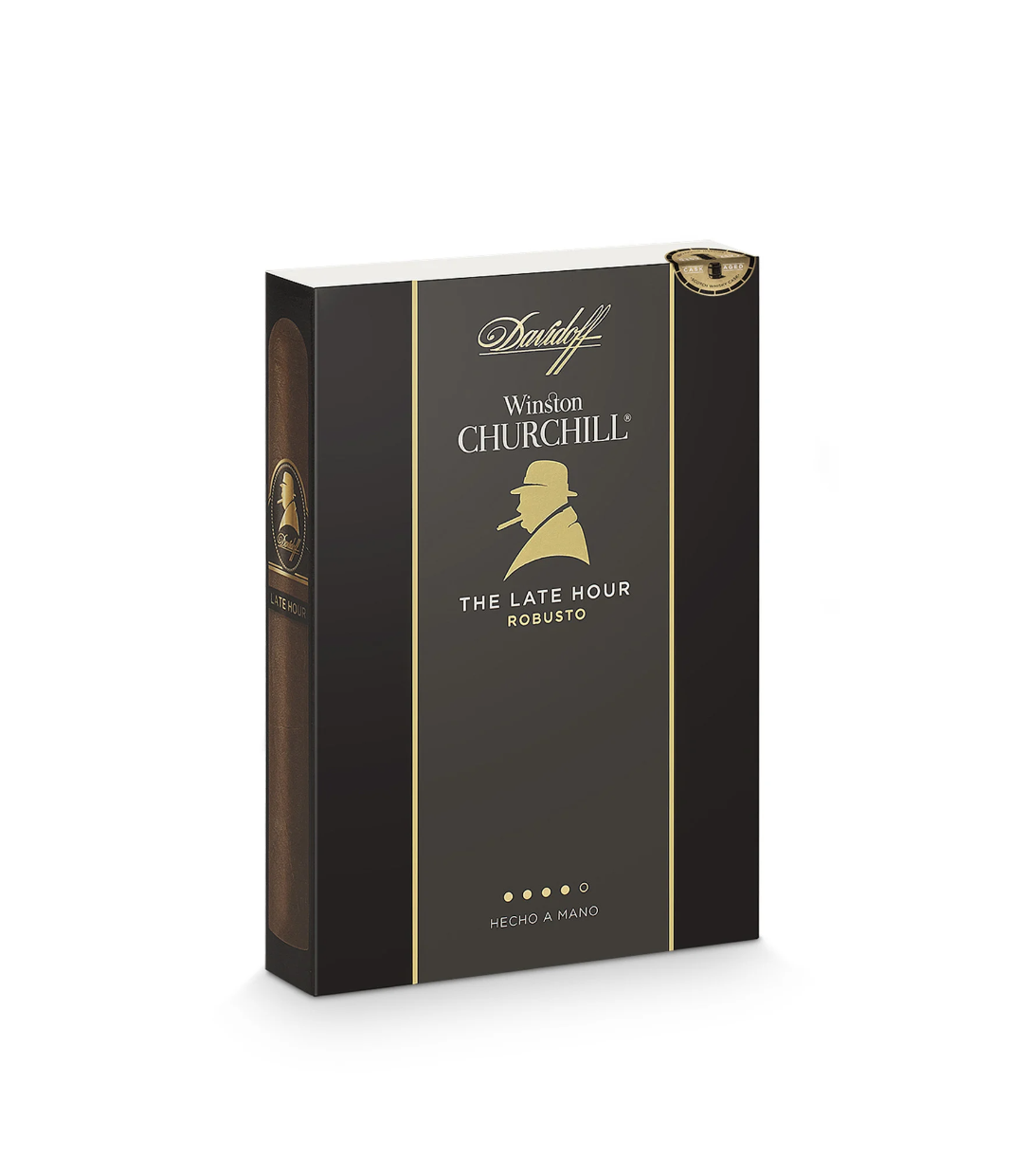 Davidoff Winston Churchill The Late Hour Robusto Cigar Box of 4 close-up from AuCigars, premium Cuban cigar