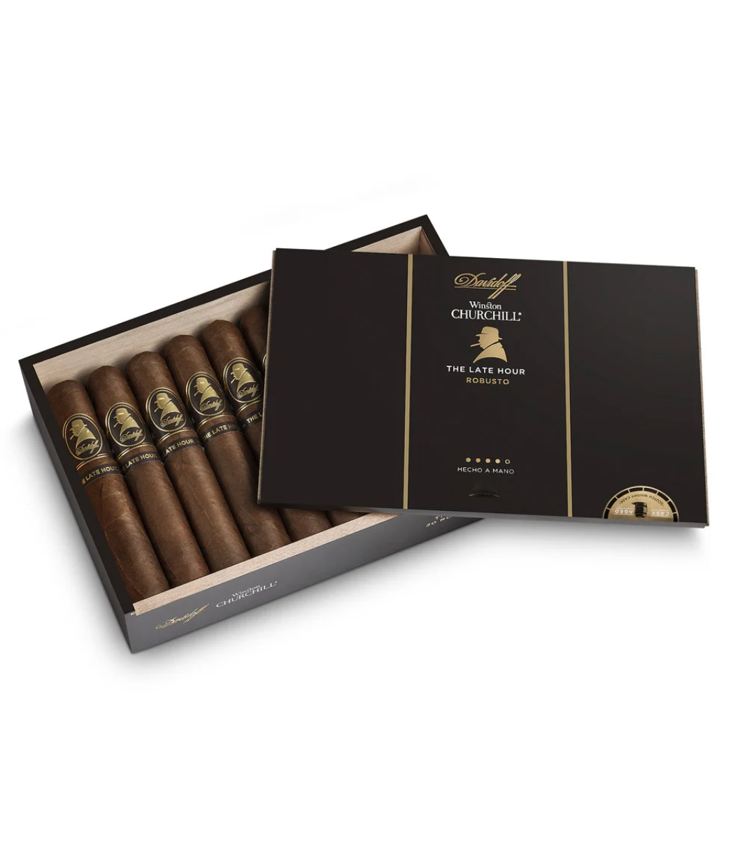 Davidoff Winston Churchill The Late Hour Robusto Cigar Box View 2 from AuCigars, premium Cuban cigar