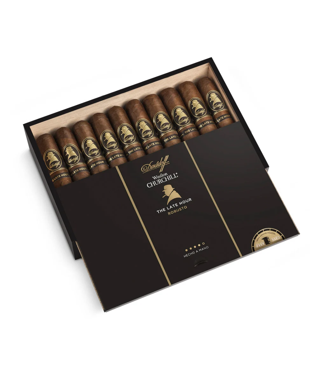 Davidoff Winston Churchill The Late Hour Robusto Cigar Box of 20 close-up from AuCigars, premium Cuban cigar