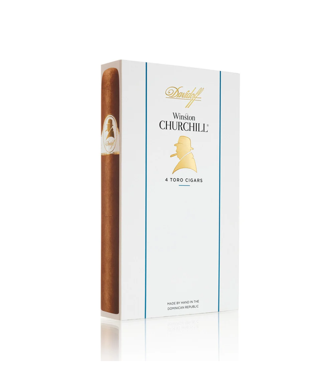 Davidoff Winston Churchill Toro Cigar Box of 4 close-up from AuCigars, premium Cuban cigar