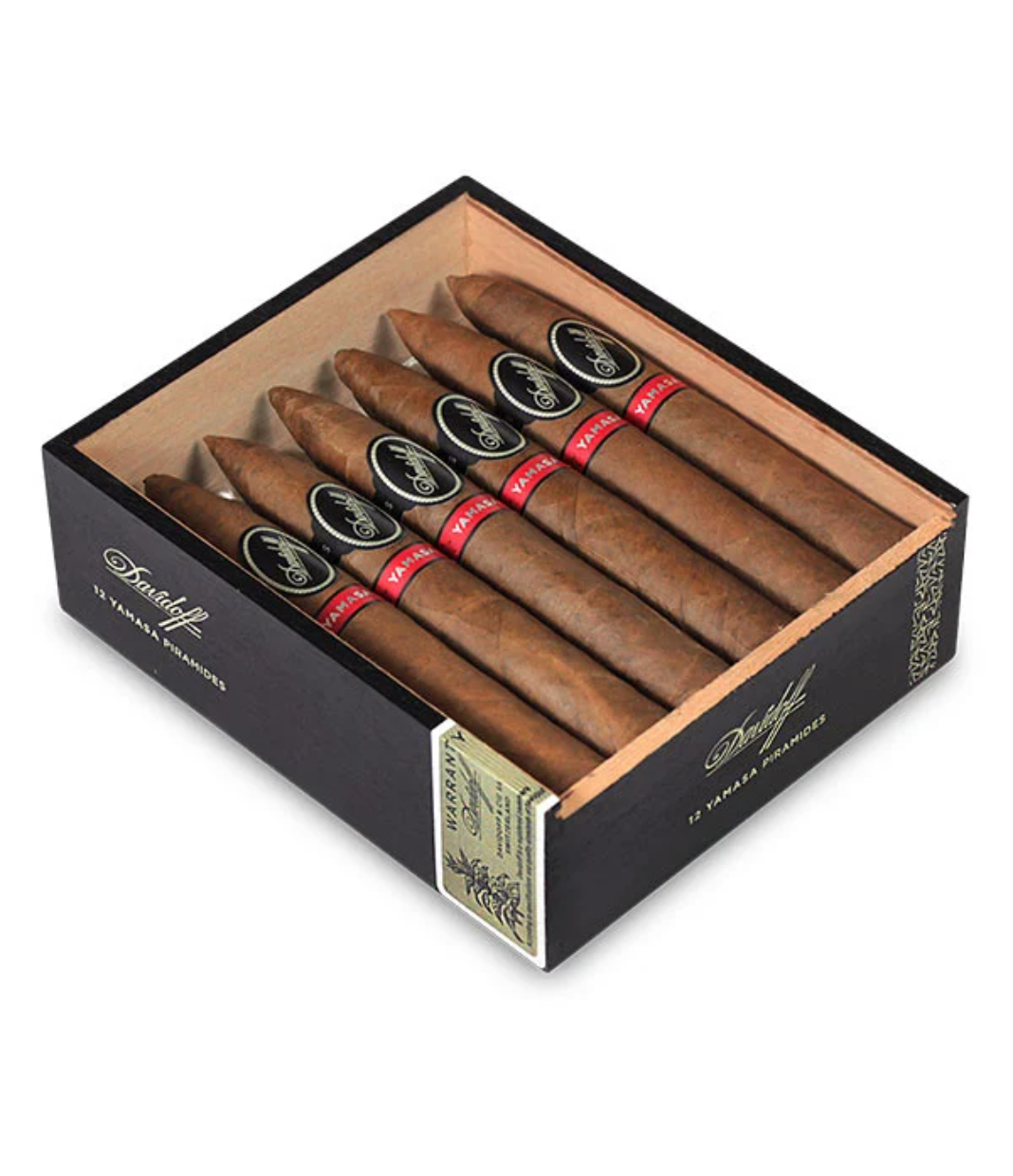 Davidoff Yamasa Piramides Cigar Box of 12 close-up from AuCigars, premium Cuban cigar