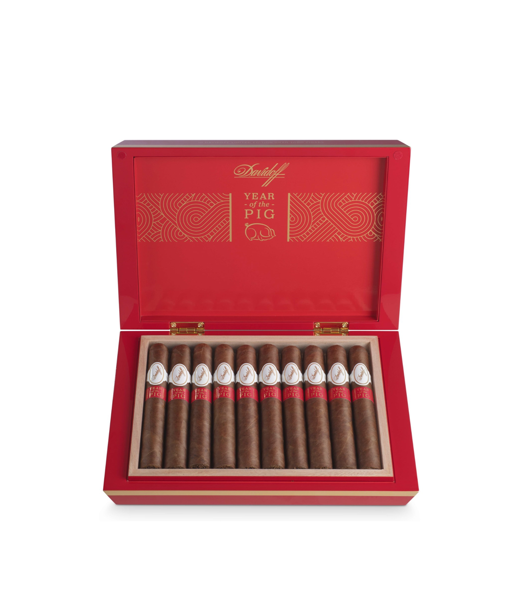 Davidoff Year OF The PIG Cigar Box of 10 close-up from AuCigars, premium Cuban cigar