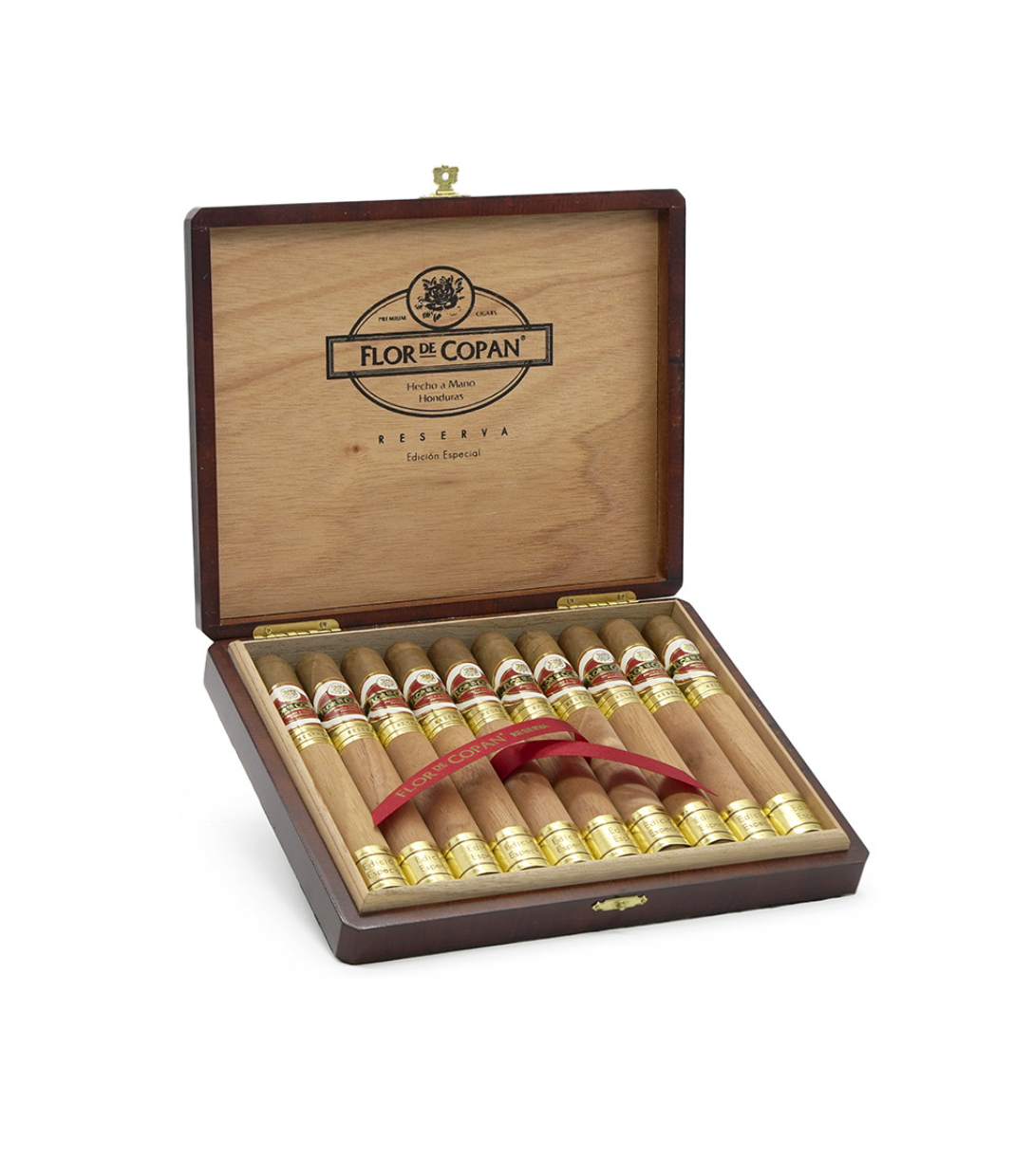 Flor De Copan Atlantes Reserva Cigar Box of 10 close-up from AuCigars, premium Cuban cigar