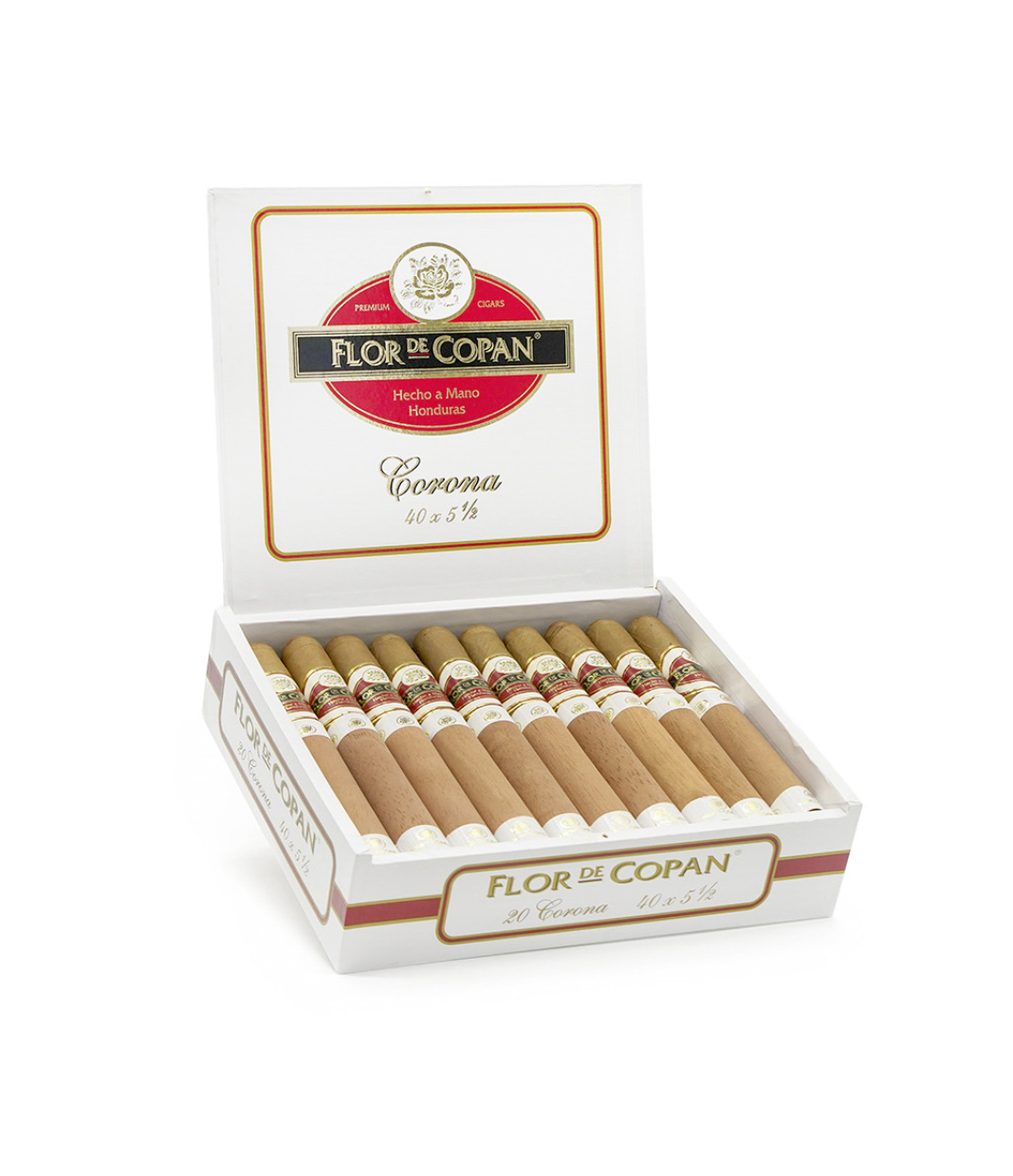 Flor De Copan Corona Cigar Box of 20 close-up from AuCigars, premium Cuban cigar