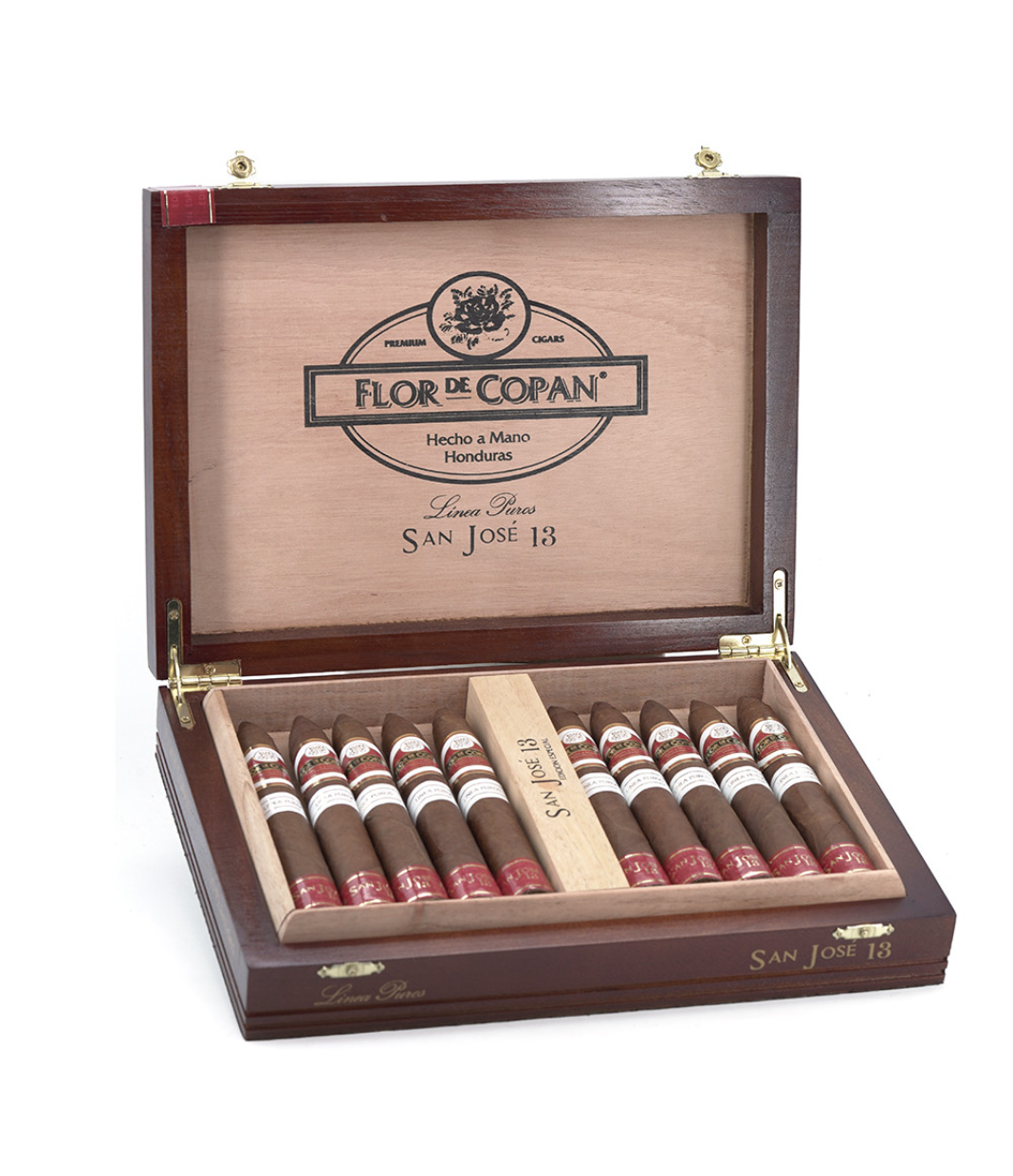Flor De Copan Linea Puros San Jose 13 2022 Limited Edition Cigar Box of 10 close-up from AuCigars, premium Cuban cigar