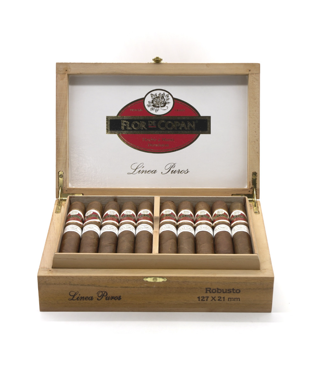 Flor De Copan Linea Puros Robusto Cigar Box View 2 from AuCigars, premium Cuban cigar