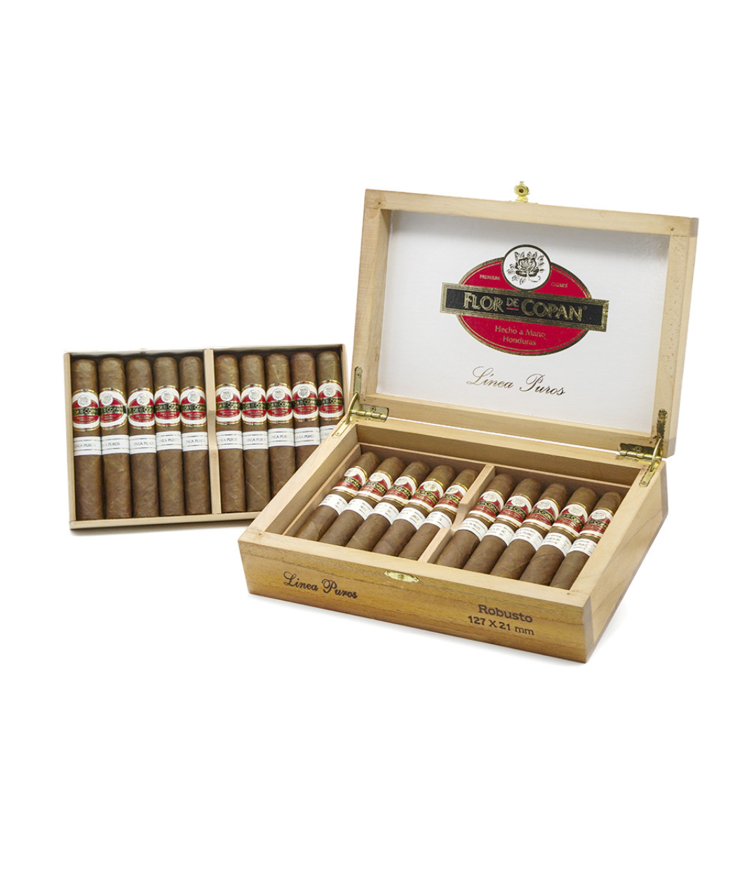 Flor De Copan Linea Puros Robusto Cigar Box View 5 from AuCigars, premium Cuban cigar
