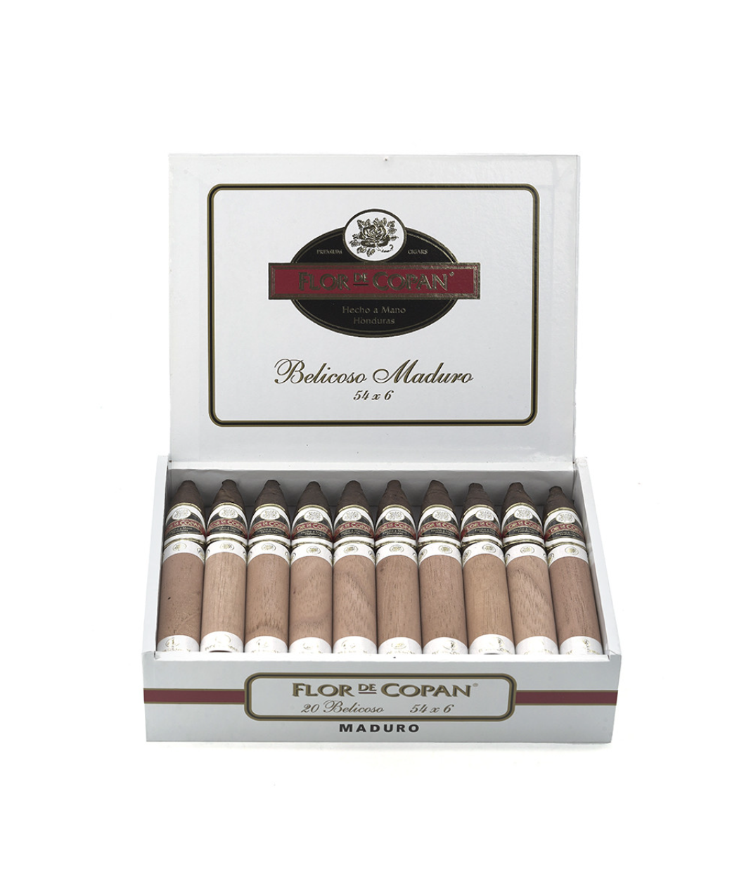 Flor De Copan Maduro Belicoso Cigar Box View 2 from AuCigars, premium Cuban cigar