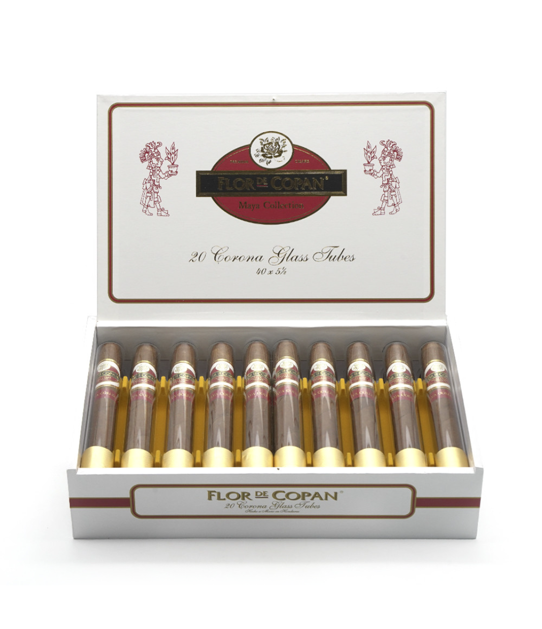 Flor De Copan Maya Collection Corona Glass Tube Cigar Box View 2 from AuCigars, premium Cuban cigar