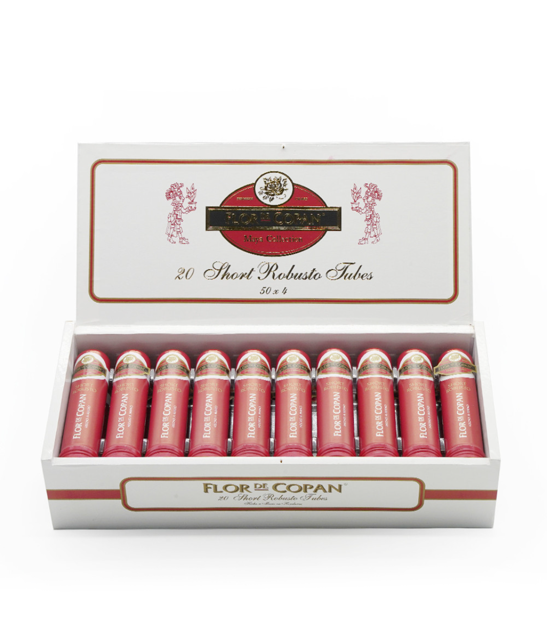 Flor De Copan Maya Collection Short Robusto Tubes Cigar Box View 2 from AuCigars, premium Cuban cigar