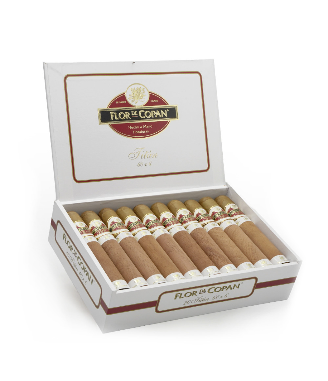 Flor De Copan Titan Cigar Box of 20 close-up from AuCigars, premium Cuban cigar