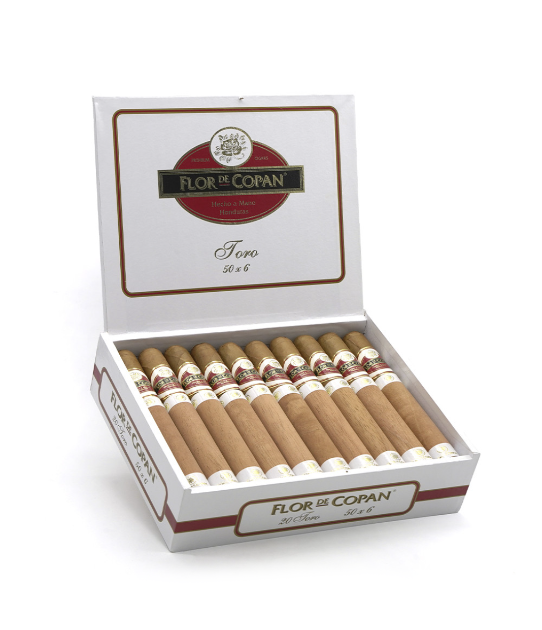 Flor De Copan Toro Cigar Box of 20 close-up from AuCigars, premium Cuban cigar