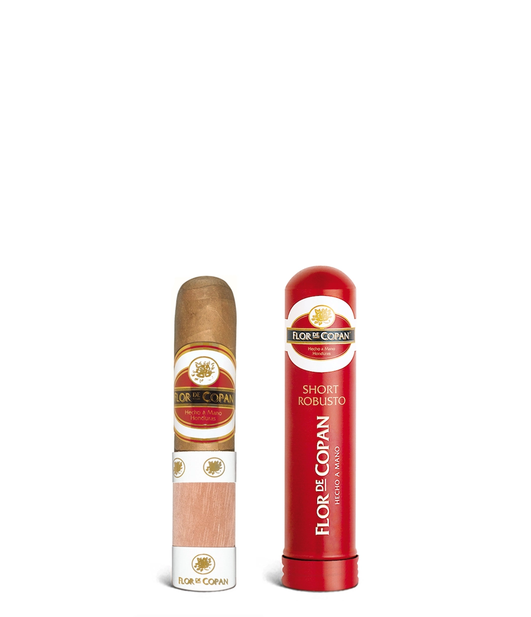 Flor De Copan Short Robusto Tube Cigar close-up from AuCigars, premium Cuban cigar