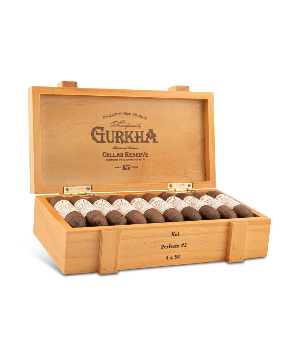 Gurkha Cellar Reserve 15 Years Koi Cigar Box of 20 close-up from AuCigars, premium Cuban cigar