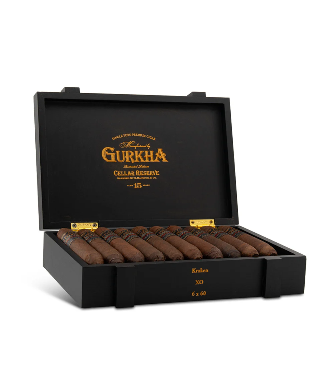Gurkha Cellar Reserve Limitada 15 Years Maduro Kraken Xo Cigar Box of 20 close-up from AuCigars, premium Cuban cigar