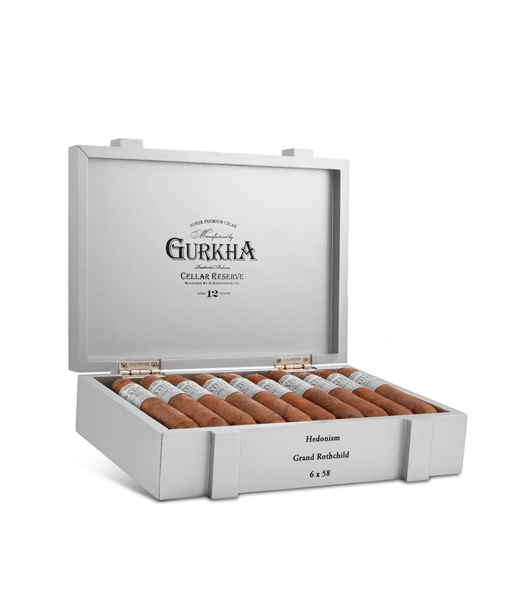 Gurkha Cellar Reserve Platinum Edition 12 Years Hedonism Cigar Box of 20 close-up from AuCigars, premium Cuban cigar
