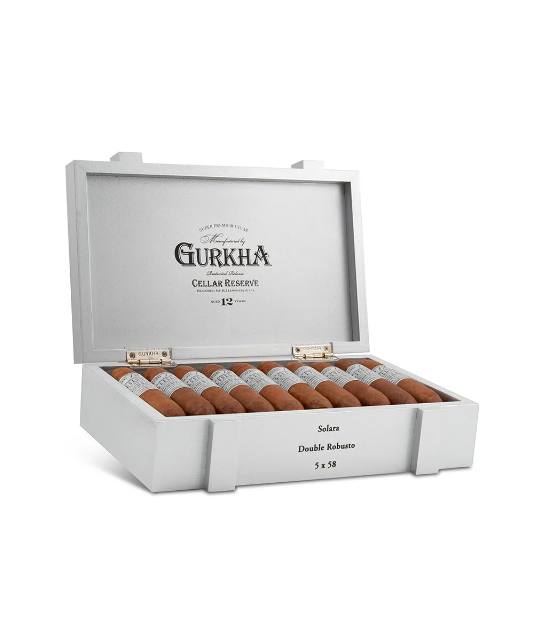 Gurkha Cellar Reserve Platinum Edition 12 Years Solara Cigar Box of 20 close-up from AuCigars, premium Cuban cigar